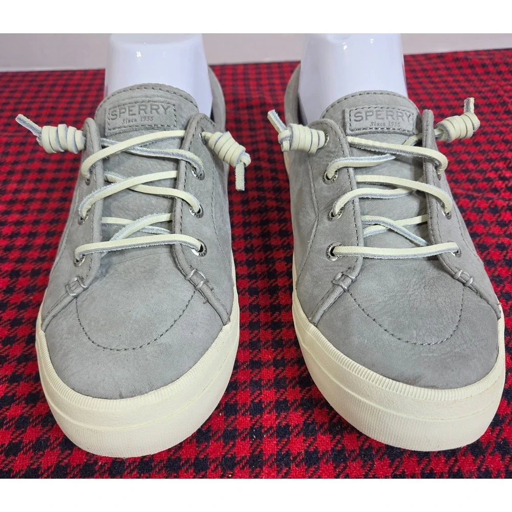 Sperry Crest Vibe Washable Leather Sneakers Gray Women's Size 8